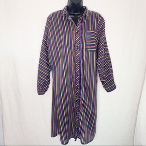 Vintage Rainbow Striped Tunic Dress / Beach Cover Up